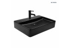 Oltens Duve umywalka 60x42 cm nablatowa prostokątna z powłoką SmartClean - czarny mat 