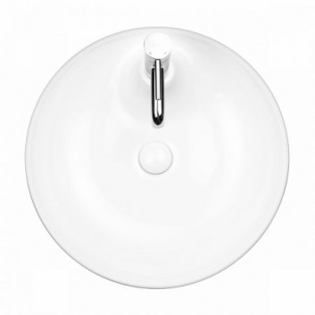 Oltens Lysake umywalka 48,5 cm nablatowa okrągła z powłoką SmartClean - biała