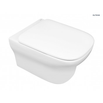 Zestaw Oltens Gulfoss miska WC wisząca PureRim z powłoką SmartClean z deską wolnoopadającą Slim