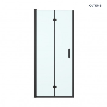 Oltens Hallan drzwi prysznicowe 80 cm wnękowe szkło przezroczyste - czarny mat 