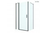 Oltens Verdal kabina prysznicowa 100x90 cm protokątna czarny mat/szkło przezroczyste drzwi ze ścianką 
