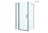 Oltens Verdal kabina prysznicowa 100x100 cm kwadratowa czarny mat/szkło przezroczyste drzwi ze ścianką