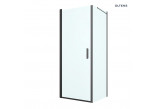 Oltens Rinnan kabina prysznicowa 80x80 cm kwadratowa czarny mat/szkło przezroczyste drzwi ze ścianką
