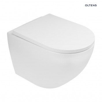 Zestaw Oltens Hamnes Stille miska WC wisząca PureRim z powłoką SmartClean z deską wolnoopadającą