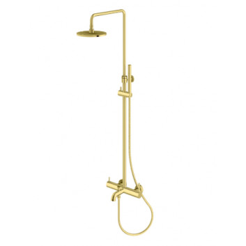 Zestaw prysznicowy Kohlman Axel Gold, podtynkowy, okrągła deszczownica 25 cm, 2 wyjścia wody - złoty błyszczący