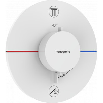 Bateria termostatyczna, podtynkowa do 2 odbiorników, Hansgrohe ShowerSelect Comfort S - Biały Matowy