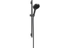 Zestaw prysznicowy 130 3jet z drążkiem S Puro 65 cm PushSlider i tekstylnym wężem prysznicowym Designflex 160 cm, Hansgrohe Rainfinity - Czarny Chrom Szczotkowany