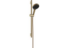 Zestaw prysznicowy 130 3jet z drążkiem S Puro 65 cm PushSlider i tekstylnym wężem prysznicowym Designflex 160 cm, Hansgrohe Rainfinity - Złoty Optyczny Polerowany