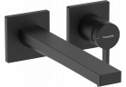 Jednouchwytowa bateria umywalkowa ścienna, podtynkowa z wylewką 22,5 cm, Hansgrohe Tecturis E - Czarny Matowy