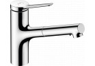 Jednouchwytowa bateria kuchenna 150, metalowa wyciągana wylewka, 2jet, sBox, Hansgrohe Zesis M33 - Chrom  