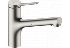 Jednouchwytowa bateria kuchenna 150, metalowa wyciągana wylewka, 2jet, sBox, Hansgrohe Zesis M33 - Stal Szlachetna Finish
