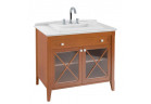 Szafka podumywalkowa Villeroy & Boch Hommage z umywalką (z 1 wybitym otworem pod armaturę), 1 szuflada, 2 drzwi, 985 x 905 x 620 mm, kolor orzech, umywalka biała z powłoką CeramicPlus