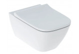 Zestaw wiszącej miski WC, lejowa, ukryte mocowania, Rimfree, z deską sedesową, z pokrywą przykrywającą siedzisko, Geberit Smyle Square - Biały 