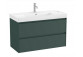 Zestaw łazienkowy Unik 100 cm z umywalką slim i 2 szufladami, wersja lewa, Roca GAP PRO - Biały połysk