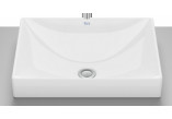Umywalka nablatowa Roca 50 cm, owalna, bez otworu na baterię, FINECERAMIC  - Biała