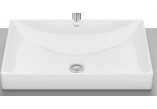 Umywalka blatowa Roca 60 cm, prostokątna, bez otworu na baterię, FINECERAMIC  - Biała
