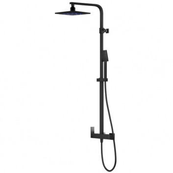 Zestaw prysznicowy Corsan Ango,deszczownica LED, czarny