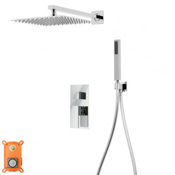 Zestaw prysznicowy z baterią podtynkową i prysznicem Corsan Ango,deszczownica 25cm, chrom