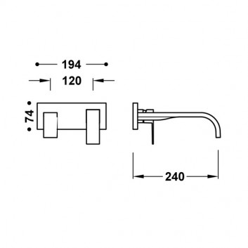 Element naścienny do podtynkowego korpusu baterii umywalkowe TRES Cuadro, wylewka 240mm, złoto