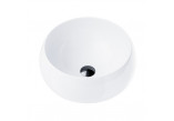 Umywalka nablatowa okrągłaCorsan 400x400x160mm z korkiem klik-klak czarnym, biała