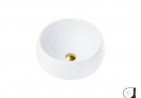 Umywalka nablatowa okrągłaCorsan 400x400x160mm z korkiem klik-klak złoty, biała