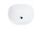 Umywalka kwadratowa nablatowa  Corsan 420x420x145mm, z korkiem klik-klak chrom, biała