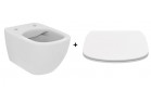 Zestaw Ideal Standard Tesi New miska wisząca 53,5x36,5 cm, bezrantowa + deska wolnoopadająca - biała