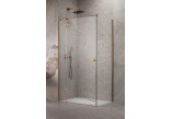 Drzwi prysznicowe Radaway Essenza New Black KDJ 80 cm, lewe, szkło przezroczyste z powłoką Easy Clean, profil miedź szczotkowana