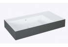 Umywalka ścienna lewa  100.5x45.5cm, Elita Solid-Surface, biały mat/czarny mat