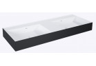 Umywalka ścienna lewa  DUO 120.5x45.5cm, Elita Solid-Surface, biały mat/czarny mat