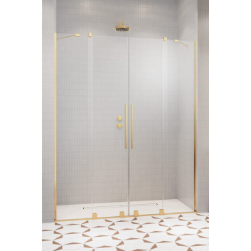 Drzwi przesuwne do wnęki Radaway Furo Gold DWJ, prawe, ze ścianką, 160x200cm, szkło przejrzyste, profil złoty