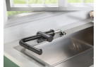 Bateria kuchenna Blue Water Corsa podokienna, z wyciąganą wylewką - inox czarna stal