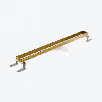 Odpływ liniowy Excellent Stilio, 60 cm z kołnierzem ruszt dekoracyjny - złoty połysk