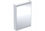 Szafka z lustrem Geberit One z ComfortLight i jednymi drzwiami, montaż natynkowy, wysokość 90 cm - kolor biały, powierzchnia aluminium malowane proszkowo