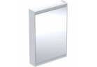 Szafka z lustrem Geberit One z ComfortLight i jednymi drzwiami, montaż natynkowy, wysokość 90 cm - kolor biały, powierzchnia aluminium malowane proszkowo