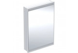 Szafka z lustrem Geberit One z ComfortLight i jednymi drzwiami, montaż podtynkowy, wysokość 90 cm - kolor biały, powierzchnia aluminium malowane proszkowo
