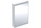 Szafka z lustrem Geberit One z ComfortLight i jednymi drzwiami, montaż podtynkowy, wysokość 90 cm - kolor biały, powierzchnia aluminium malowane proszkowo