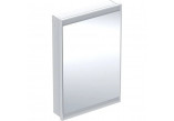 Szafka z lustrem Geberit One z ComfortLight i jednymi drzwiami, montaż natynkowy, wysokość 90 cm - kolor biały, powierzchnia aluminium malowane proszkowo