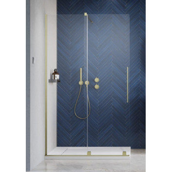 Kabina prysznicowa Radaway Furo Brushed Gold Walk-in 1200x2000 mm, ze stabilizatorem poprzecznym, wersja prawa - szkło przejrzyste, profil złoty szczotkowany