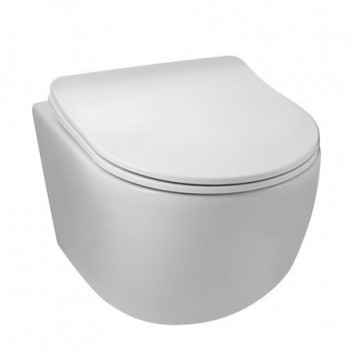 Miska WC Oltens Jog Stille 36x52 cm wisząca PureRim SmartClean z deską wolnoopadającą Slim biały połysk
