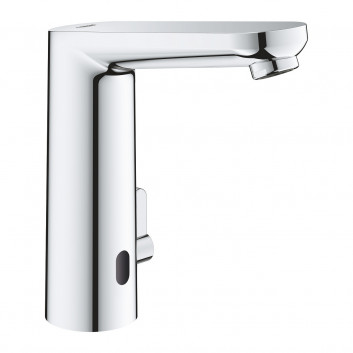 Bateria umywalkowa elektroniczna GROHE Eurosmart Cosmopolitan E stojąca, na podczerwień, rozmiar L z mieszaczem i regulowanym ogranicznikiem temperatury - chrom