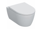 Zestaw wiszącej miski WC Geberit iCon, lejowa, ukryte mocowania, Rimfree, z deską sedesową - biały mat