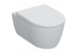Zestaw wiszącej miski WC Geberit iCon, lejowa, ukryte mocowania, Rimfree, z deską sedesową - biały mat