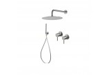Zestaw natryskowy Vema Tiber Steel, podtynkowy, 2 wyjścia wody, deszczownica 30cm, stal nierdzewna inox