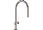 Bateria kuchenna Hansgrohe Talis M54, jednouchwytowa, z wyciąganą wylewką, 2jet, sBox - czarny chrom szczotkowany