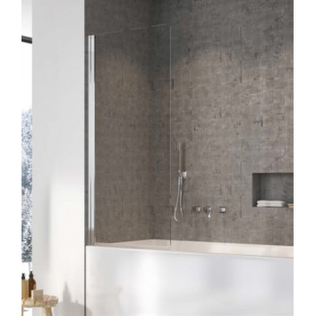 Parawan nawannowy Radaway Nes Black PNJ I Factory, lewy, szkło przejrzyste, czarna kratka, 90x150cm, czarny profil