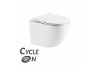 Miska wisząca Laveo Desna CycleOn 2.0, krótka 49x36 cm, bezkołnierzowa, wirowa z deską wolnoopadającą Slim - biała