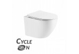 Miska wisząca Laveo Desna CycleOn 2.0, krótka 49x36 cm, bezkołnierzowa, wirowa z deską wolnoopadającą Slim - biała