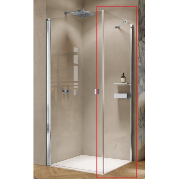 Drzwi skrzydłowe Huppe Solva częściowo w ramie 4-kąt 80x200 cm, mocowanie lewe, montaż na brodziku - szkło przezroczyste Anti-Plaque, profil srebrny połysk