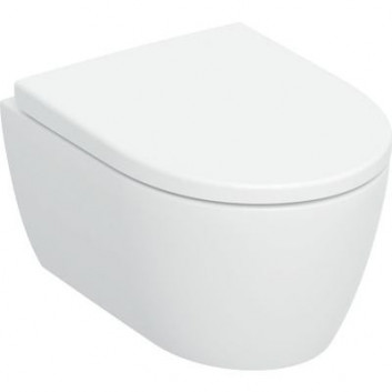 Miska WC wisząca Geberit iCon 53x36 cm, bez kołnierza, spłukiwanie wirowe z deską wolnoopadającą - biała